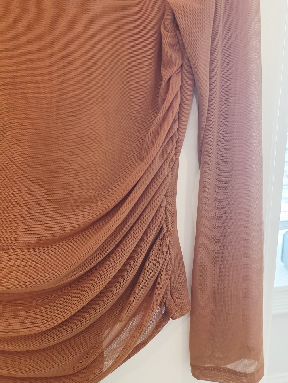 Sheer Rust Brown Long Sleeve Bodysuit - Picture 5 of 7